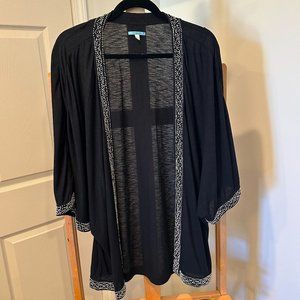 Leif Notes by Anthropologie Size Medium knit cardigan black with white beads